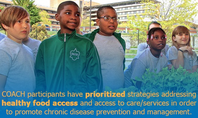 Children whose families participate in COACH receive health food and access to health care